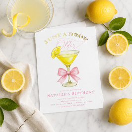 Invitación Solo una gota mayor Lemon Drop Pink Bow Cumpleaños