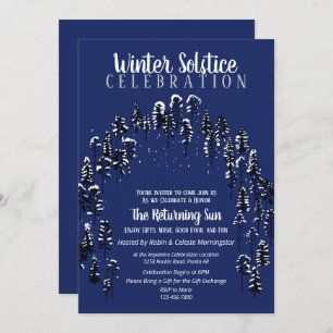 Invitación Solsticio de invierno azul oscuro Yule Fiesta fore