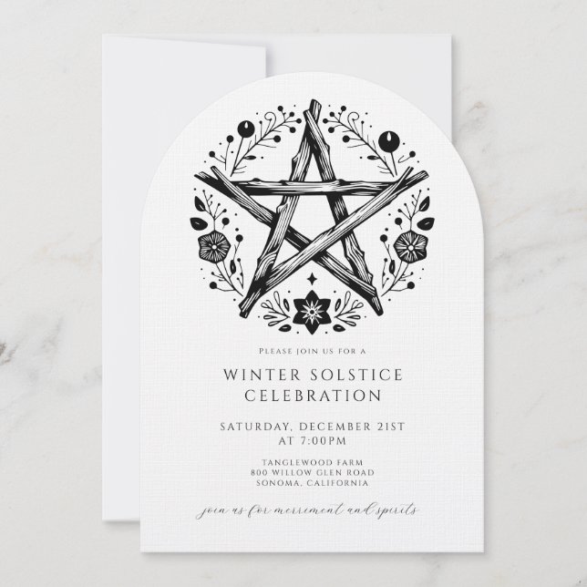 Invitación Solsticio de Invierno Rústico (Anverso)