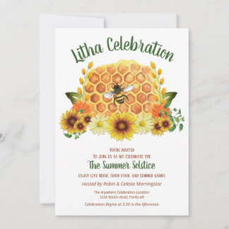 Invitación Solsticio de verano Girasol y Fiesta Litha de Hone