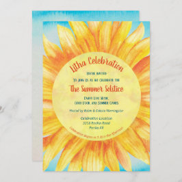 Invitación Solsticio de verano Sol girasol Fiesta de Litha de
