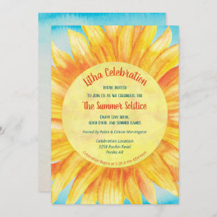 Invitación Solsticio de verano Sol girasol Fiesta de Litha de