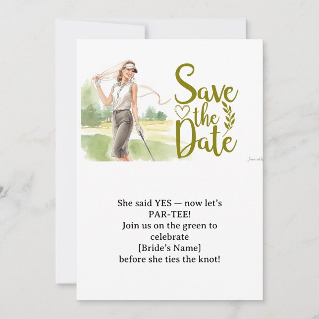 Invitación Soltera de Golf Mujer Golfista Está Jugando Golf (Anverso)