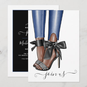 Invitación Soltera Fashionista de Negro y Mezclilla