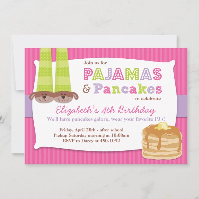 Invitación Solterona de la fiesta de cumpleaños de pijamas y  (Anverso)
