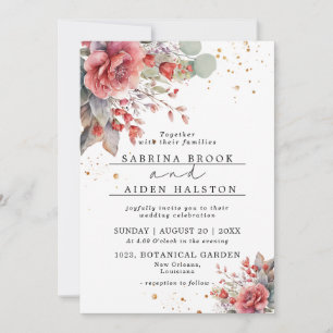 Invitación Sombra De La Peach Rosa De Rubor Boda azul turbi