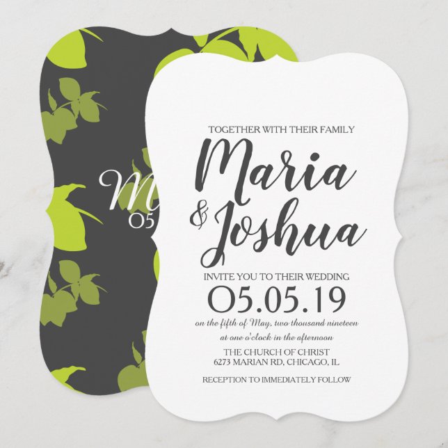 Invitación Sombra de limón cítrico boda lima (Anverso / Reverso)