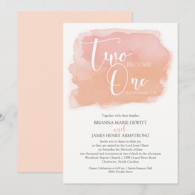 Invitación Sombras cristianas del coral de la acuarela de la (Anverso / Reverso)