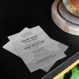Invitación Sombras de plata Gris Hebreo Bar Mitzvah
