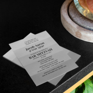 Invitación Sombras de plata Gris Hebreo Bar Mitzvah