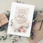 Invitación Sombras de tierra Flores Boho Elegant Wedding<br><div class="desc">Esta elegante invitación a la boda, con su paleta de colores naturales y su sofisticado diseño de flores botánicas acuáticas, es la manera perfecta de invitar a sus amigos y familiares a celebrar su día especial. La tipografía de escritura bohemia de moda le da un toque extra dulce. Los suaves...</div>