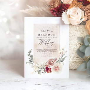 Invitación Sombras de tierra Flores Boho Elegant Wedding