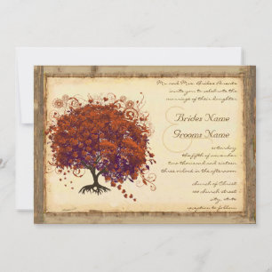 Invitación Sombras Profundas de Berenjena Coral Corazón de Ho