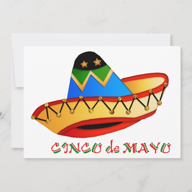 Invitación Sombrero colorido Cinco de Mayo (Anverso)