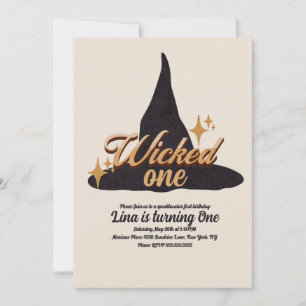 Invitación Sombrero de Bruja Cumpleaños Uno Halloween Malvado