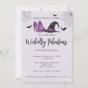 Invitación Sombrero de Bruja y Tacones para Fiesta de Hallowe