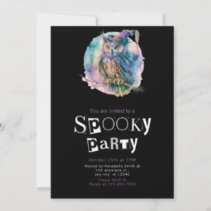 Invitación Sombrero de Brujas de Búho Pastel Espeluznante Fie