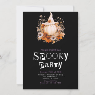 Invitación Sombrero de Brujas de Calabaza Blanca Boho Fiesta