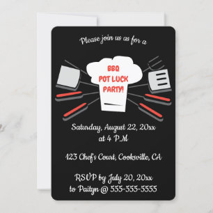 Invitación Sombrero de Chef Editable Fiesta de Barbacoa