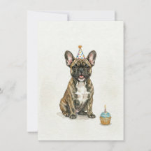 Sombrero de Cumpleaños de Perro Francés Brindle Cu