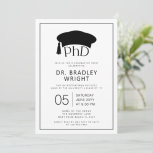 Invitación Sombrero de doctorado de Phd Grado de doctorado Gr