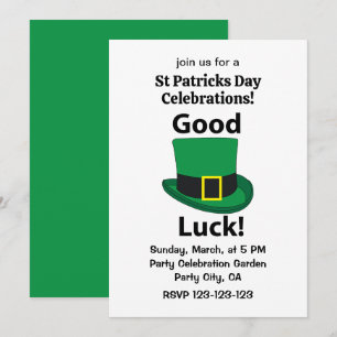 Invitación Sombrero de duende Buena suerte Día de San Patrici