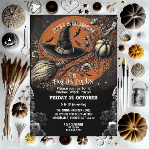 Invitación Sombrero de Escoba Hocus Pocus Vintage Fiesta de B