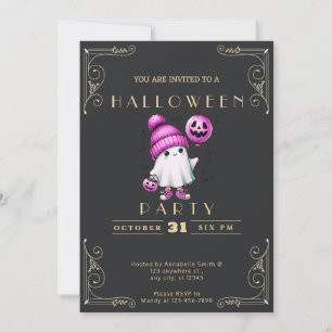 Invitación Sombrero de fantasma negro y dorado de pizarra Mur