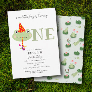 Invitación Sombrero de fiesta de rana linda para niños cumple