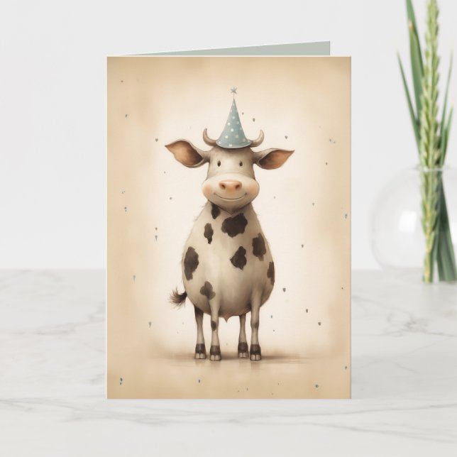 Invitación Sombrero de fiesta de vaca feliz (Anverso)