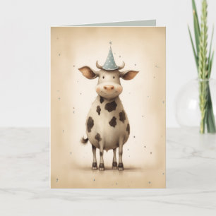Invitación Sombrero de fiesta de vaca feliz
