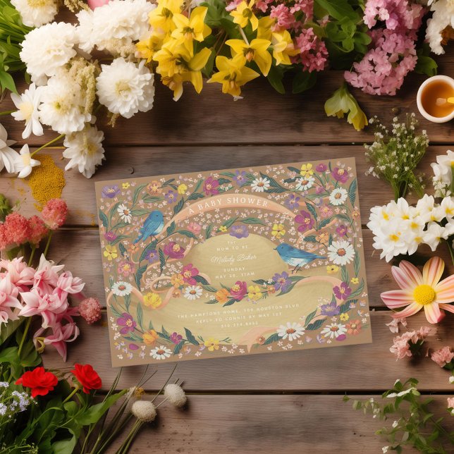 Invitación Sombrero de flores de jardín de primavera Cumpleañ (Subido por el creador)