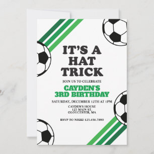 Invitación Sombrero de fútbol Truco verde Cumpleaños 3