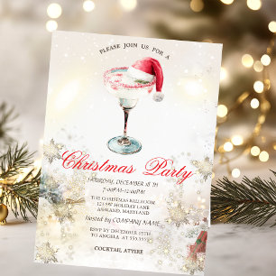 Invitación Sombrero de Santa Copo de Nieve Copa de Martini Em