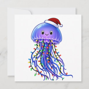 Invitación Sombrero de Santa de medusa Luces de Navidad Alegr