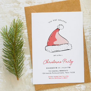 Invitación Sombrero de Santa Festivo Moderno Fiesta de Navida