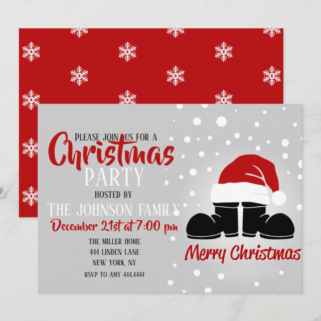 Invitación Sombrero de Santa y botas (Anverso / Reverso)