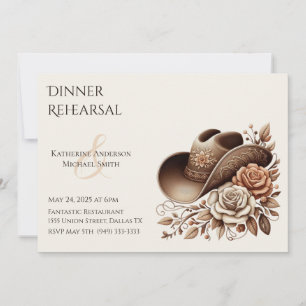 Invitación Sombrero de vaquera country con flores