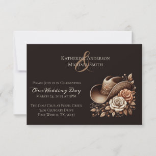 Invitación Sombrero de vaquera country western con flores