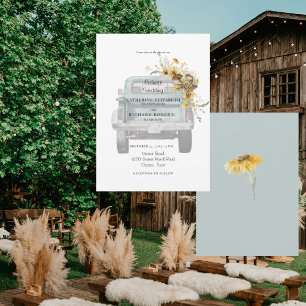 Invitación Sombrero de vaquero de boda de girasoles turquesa
