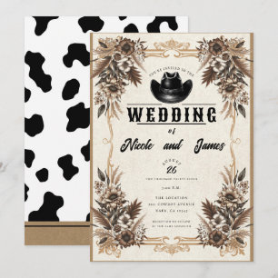 Invitación Sombrero de vaquero occidental de campo elegante p
