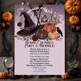 Invitación Sombrero Divertido Hechizos Bruja Malvada Fiesta P