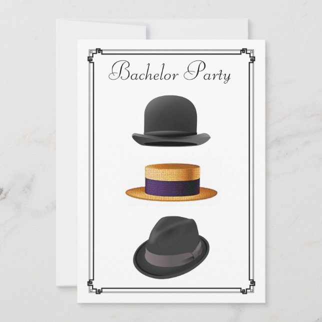 Invitación Sombrero Fedora de Paja Elegante para Fiesta de So (Anverso)