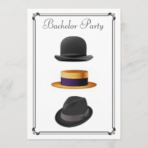 Invitación Sombrero Fedora de Paja Elegante para Fiesta de So