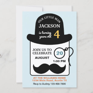 Invitación Sombrero hongo y monóculo lindos para fiesta de cu
