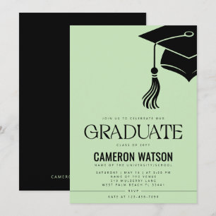 Invitación Sombrero modernista minimalista y fiesta de gradua