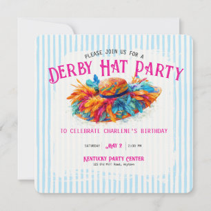 Invitación Sombrero moderno de Derby acuarela rayado fiesta d