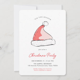 Invitación Sombrero moderno de Santa festivo, fiesta de Navid