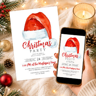 Invitación Sombrero Navideño Festivo Sencillo Fiesta de Navid