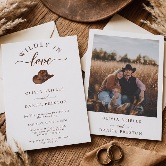 Invitación Sombrero Occidental Perdidamente Enamorado Minimal (Subido por el creador)